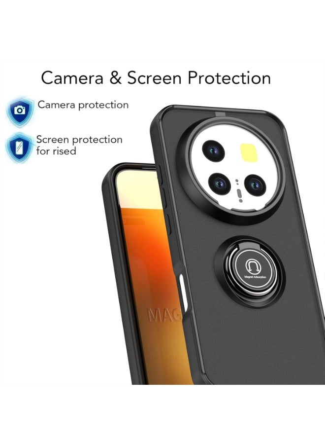 جراب لهاتف Honor Magic 8 Pro، مزود بحلقة معدنية دوارة، وحامل مدمج، وحامل مغناطيسي للسيارة، ومقاوم للصدمات وبصمات الأصابع. - Image 4